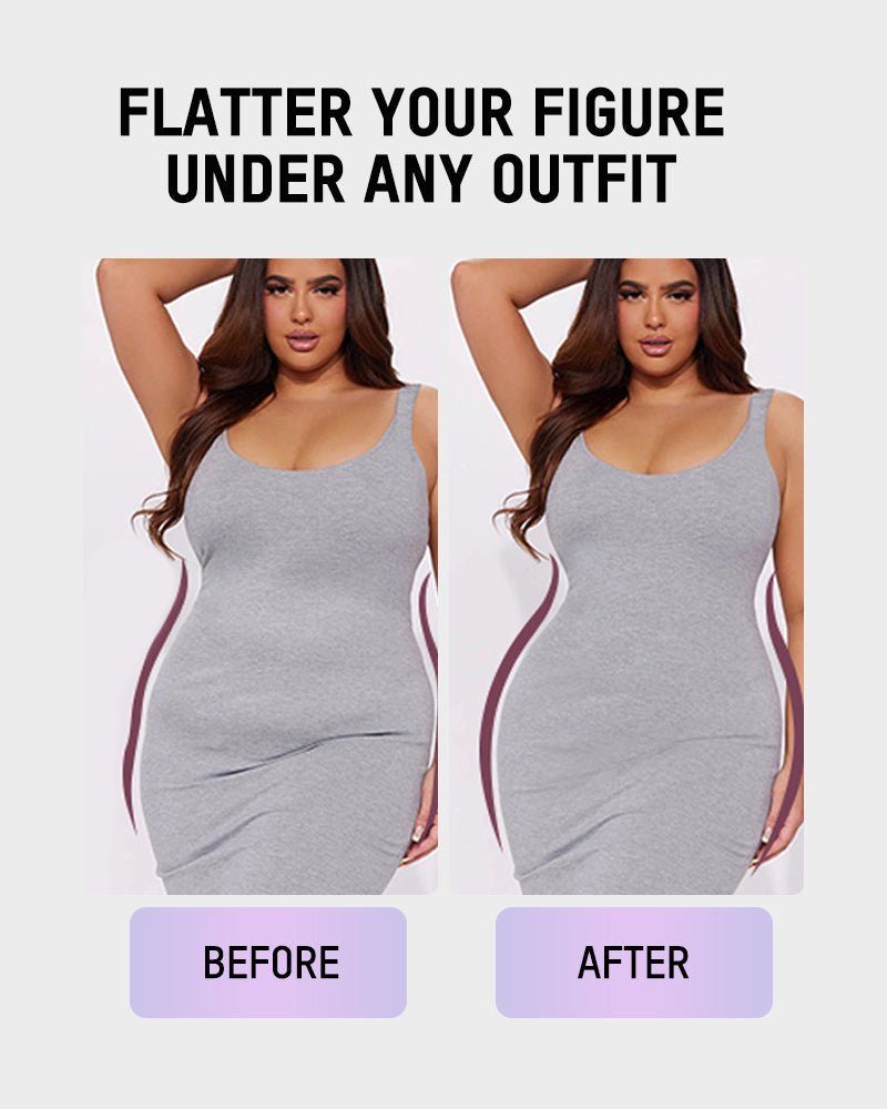 V Neck Tummy Control Thong Bodysuit Shapewear