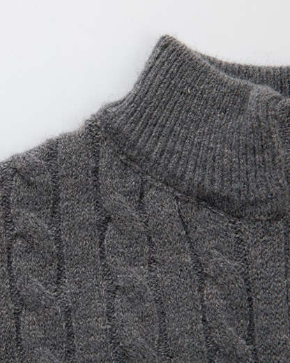 Autumn new men's zipper half-high collar twist knit bottoming shirt